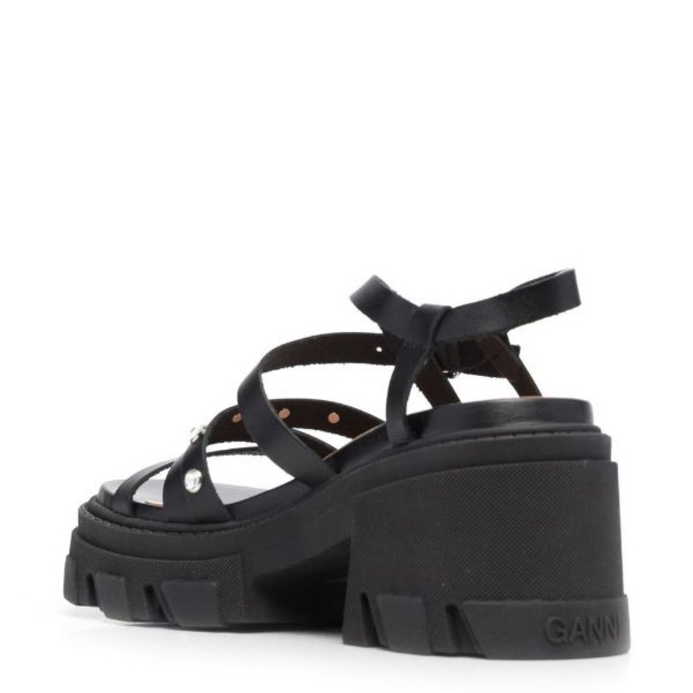 Ganni Black Platform Chunky Heel Sandals - Picture 7 of 8